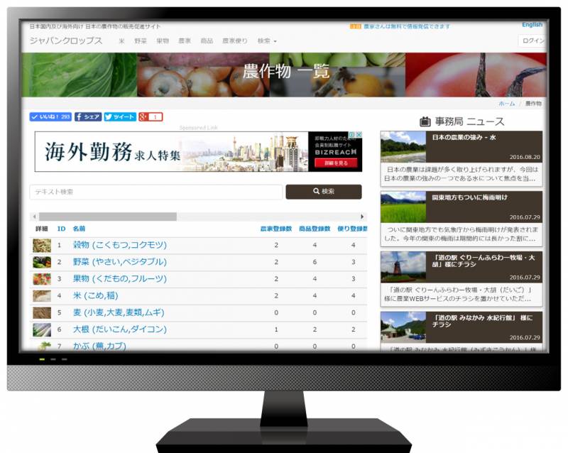 サイトの機能性・デザインを一新しました。 - 1枚目の写真・イメージ - 日本の農作物と農業を促進[JapanCROPs]